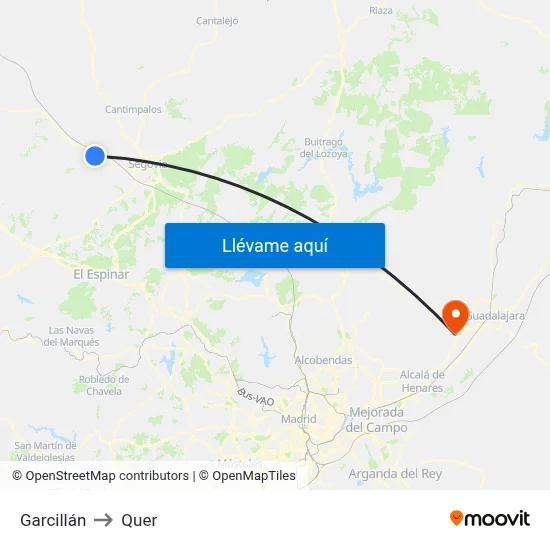 Garcillán to Quer map