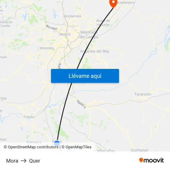 Mora to Quer map