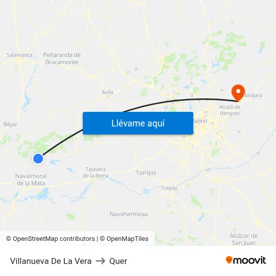 Villanueva De La Vera to Quer map