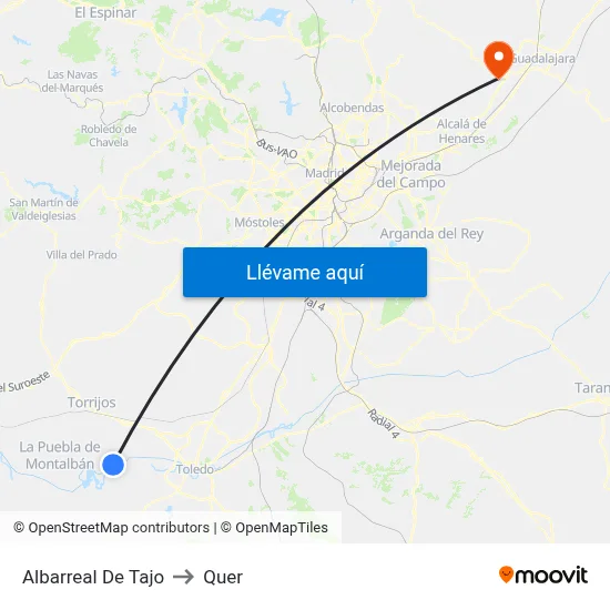 Albarreal De Tajo to Quer map