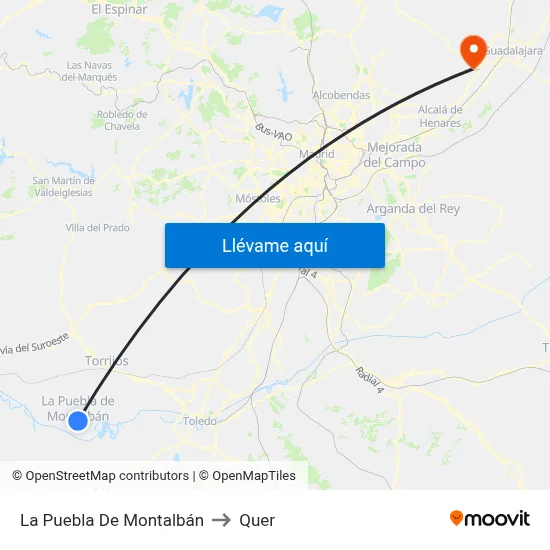La Puebla De Montalbán to Quer map