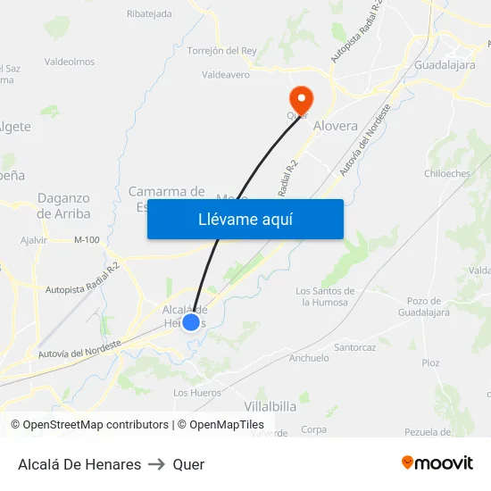 Alcalá De Henares to Quer map