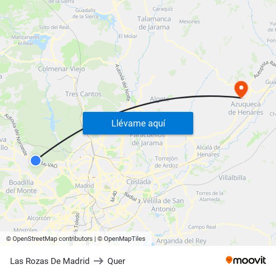 Las Rozas De Madrid to Quer map
