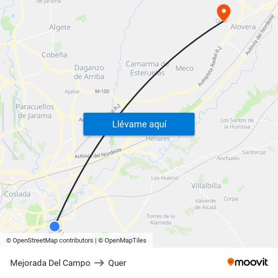 Mejorada Del Campo to Quer map