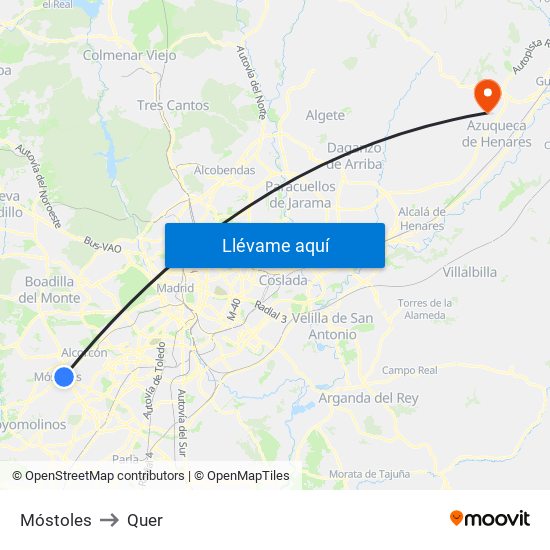 Móstoles to Quer map