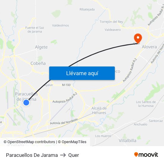 Paracuellos De Jarama to Quer map