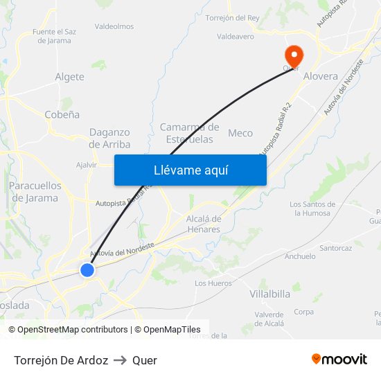 Torrejón De Ardoz to Quer map