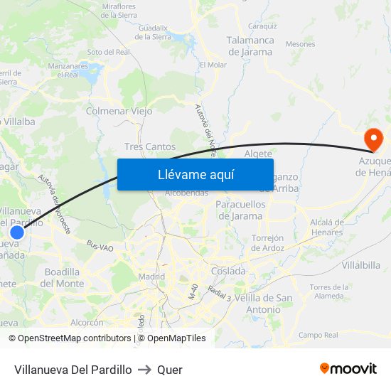 Villanueva Del Pardillo to Quer map