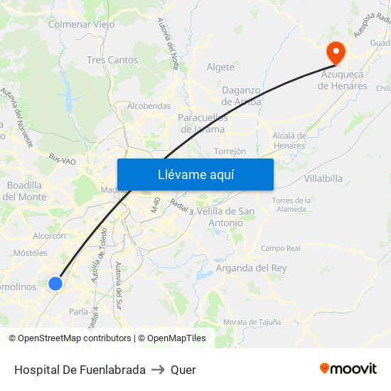 Hospital De Fuenlabrada to Quer map