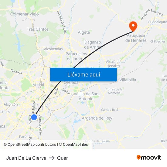 Juan De La Cierva to Quer map