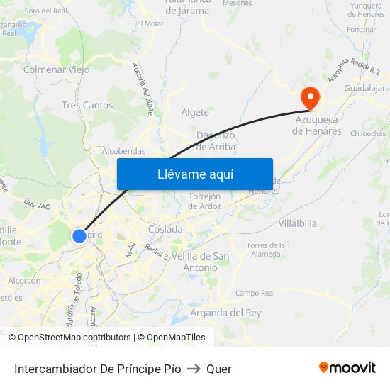 Intercambiador De Príncipe Pío to Quer map