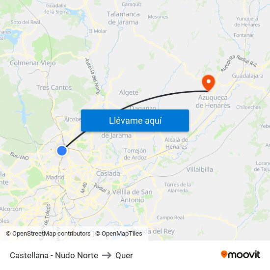 Castellana - Nudo Norte to Quer map