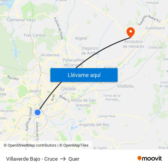 Villaverde Bajo - Cruce to Quer map