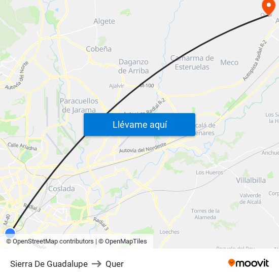 Sierra De Guadalupe to Quer map