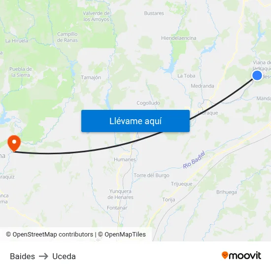 Baides to Uceda map