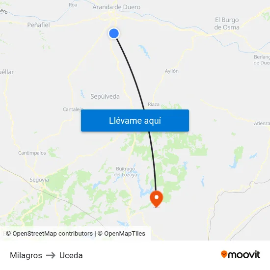 Milagros to Uceda map