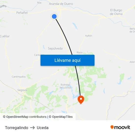 Torregalindo to Uceda map