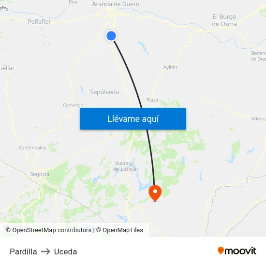 Pardilla to Uceda map