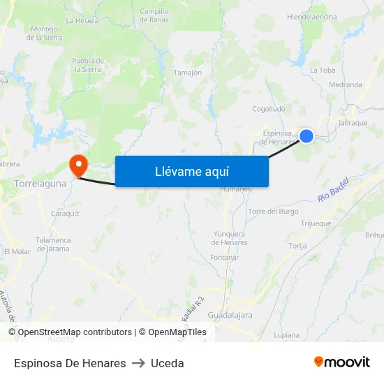 Espinosa De Henares to Uceda map