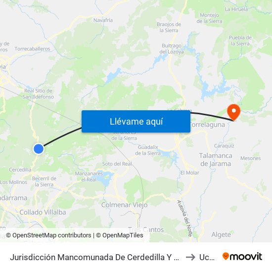 Jurisdicción Mancomunada De Cerdedilla Y Navacerrada to Uceda map
