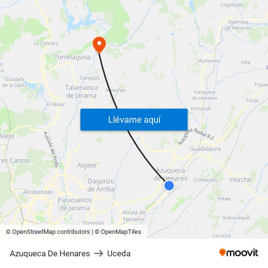 Azuqueca De Henares to Uceda map