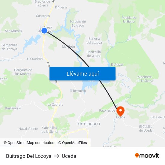 Buitrago Del Lozoya to Uceda map