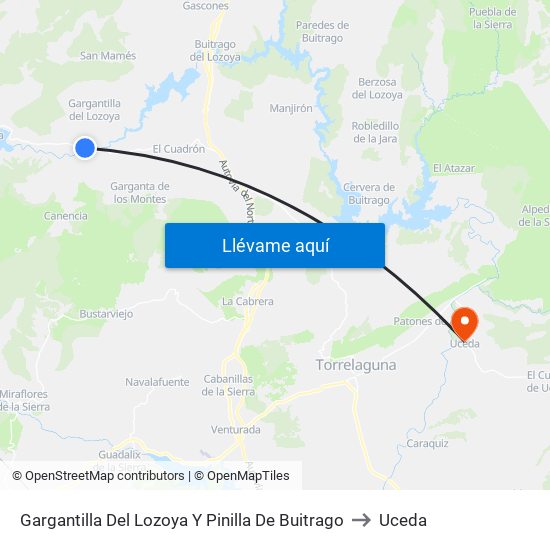 Gargantilla Del Lozoya Y Pinilla De Buitrago to Uceda map