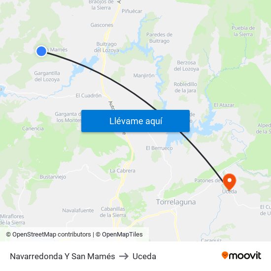 Navarredonda Y San Mamés to Uceda map