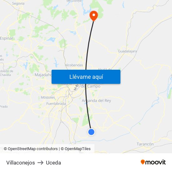 Villaconejos to Uceda map