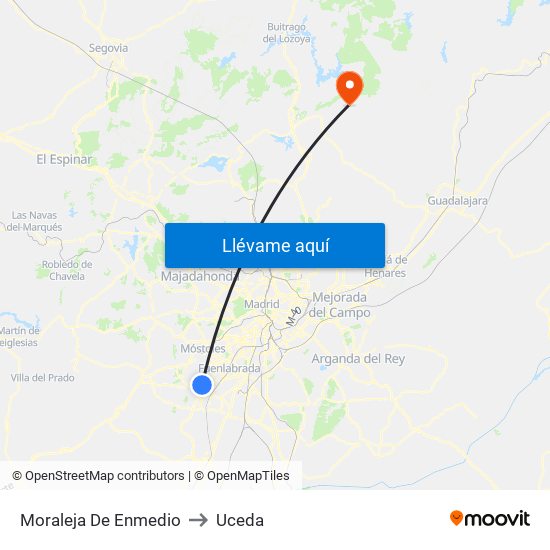 Moraleja De Enmedio to Uceda map