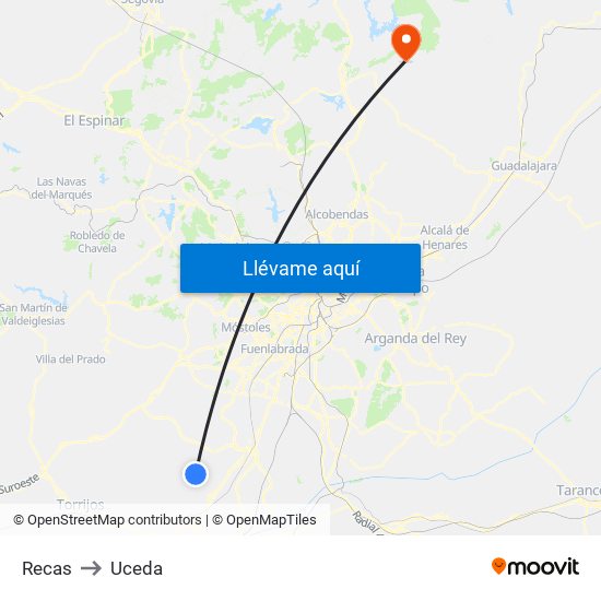 Recas to Uceda map