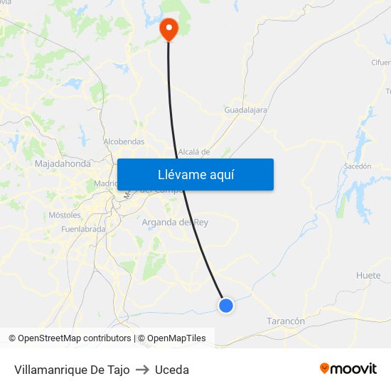 Villamanrique De Tajo to Uceda map