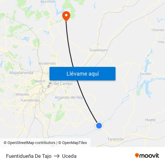 Fuentidueña De Tajo to Uceda map