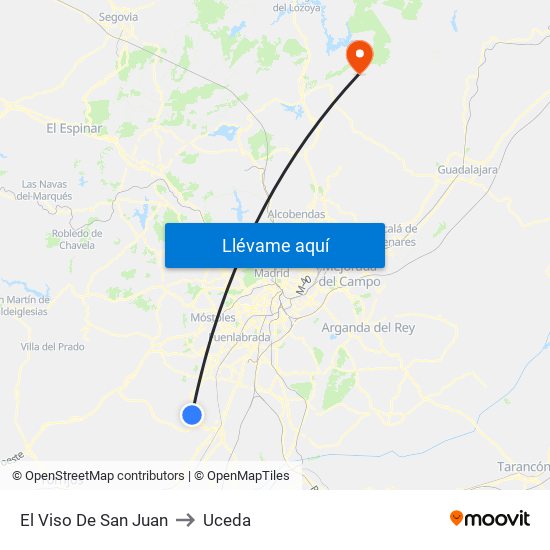 El Viso De San Juan to Uceda map