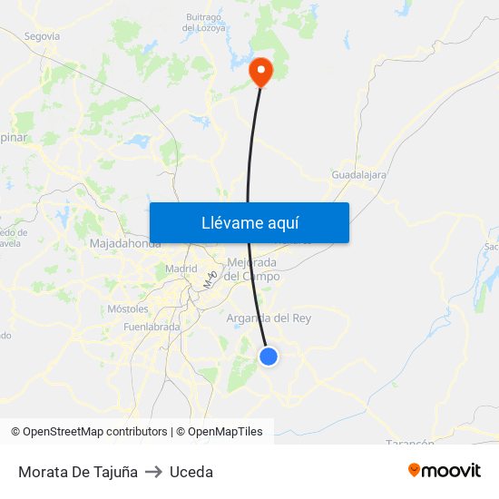 Morata De Tajuña to Uceda map