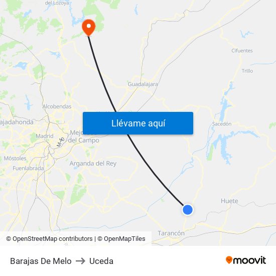 Barajas De Melo to Uceda map