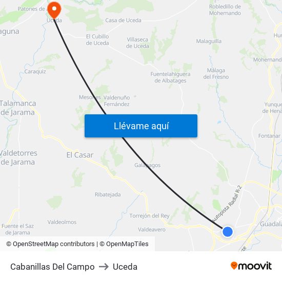 Cabanillas Del Campo to Uceda map