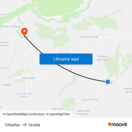 Viñuelas to Uceda map