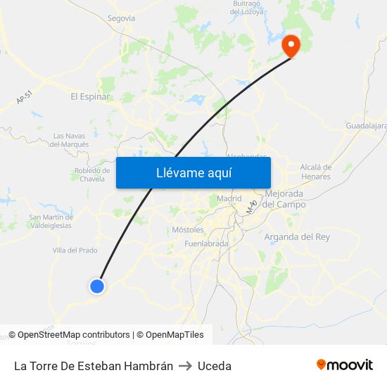 La Torre De Esteban Hambrán to Uceda map
