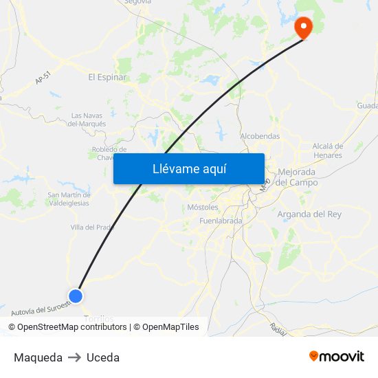 Maqueda to Uceda map