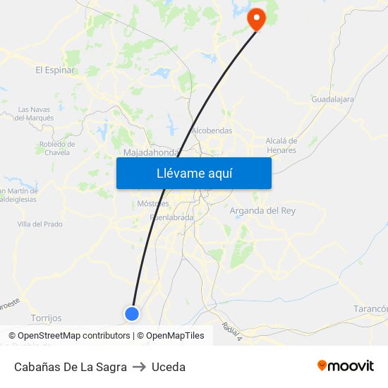 Cabañas De La Sagra to Uceda map