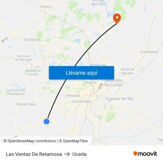 Las Ventas De Retamosa to Uceda map