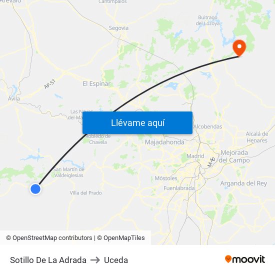 Sotillo De La Adrada to Uceda map