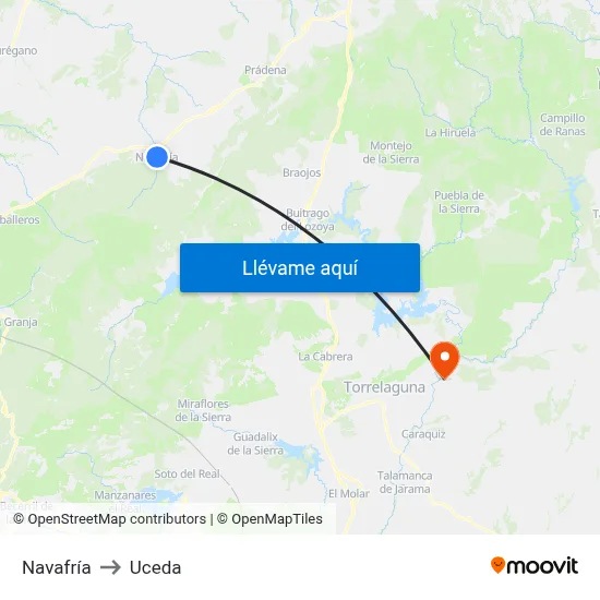 Navafría to Uceda map