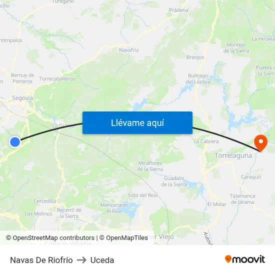 Navas De Riofrío to Uceda map