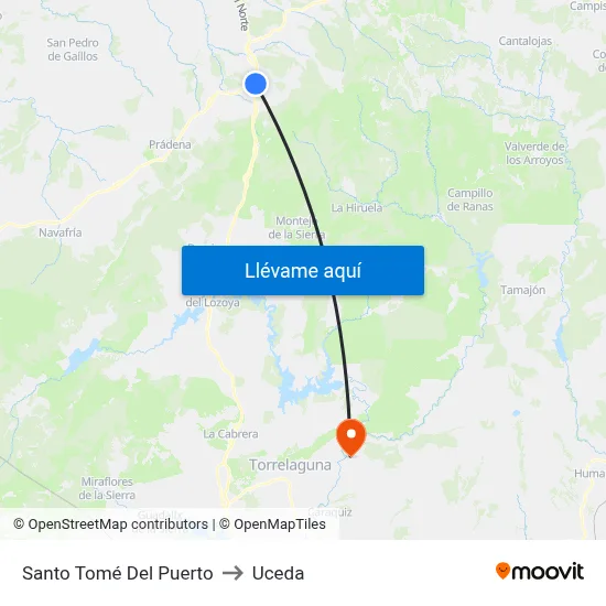 Santo Tomé Del Puerto to Uceda map