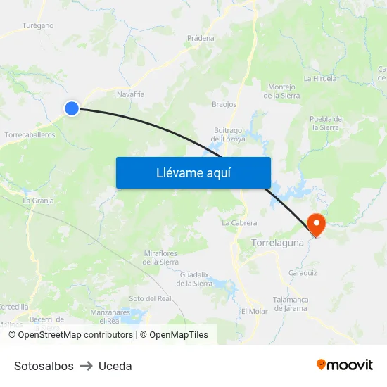 Sotosalbos to Uceda map