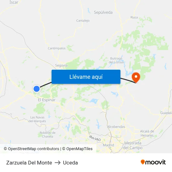 Zarzuela Del Monte to Uceda map