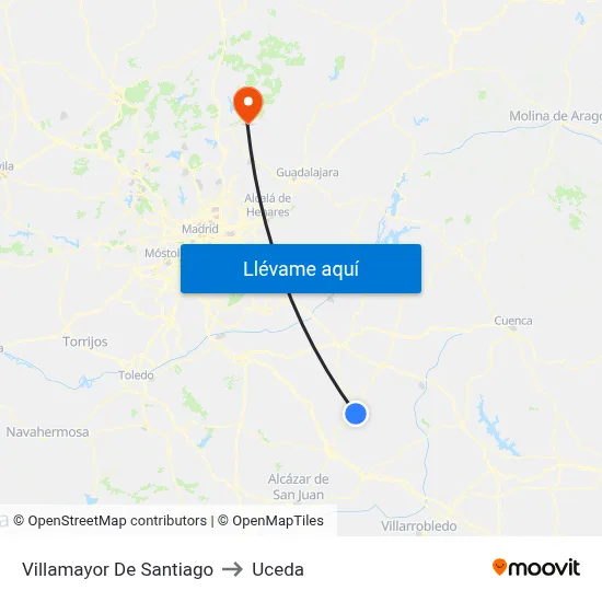 Villamayor De Santiago to Uceda map