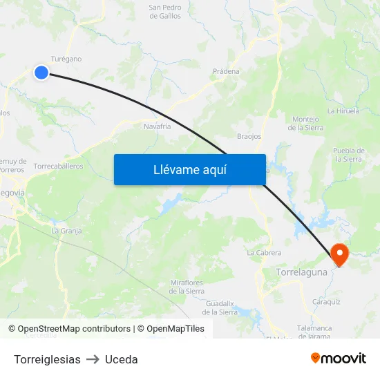 Torreiglesias to Uceda map